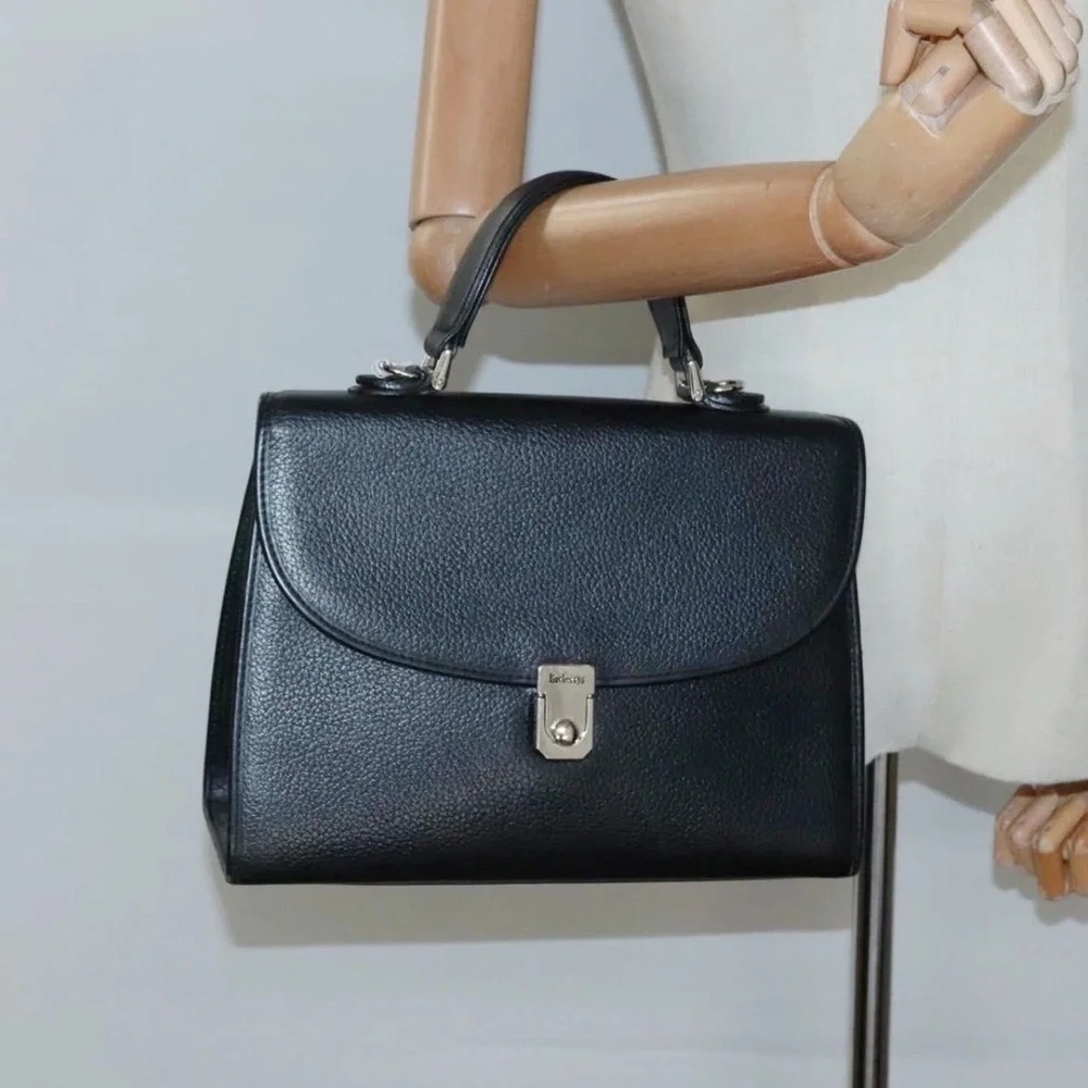 Burberry Vintage Classic Black Leather Top-Handle Satchel Bag - Picture 15 of 15